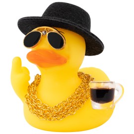 wonuu Rubber Duck Car Ornament Funny Office Gifts Duck Car Dashboard Decorations Quirky Decor Coffee Cup (M-Finger)