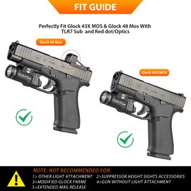Glock 48 MOS TLR7 sub Holsters,IWB Kydex Holster for Glock 43X MOS,48 MOS with Streamlight TLR-7 Sub Flaslight,Optic Ready,Adj. Cant & Retention -Left Hand