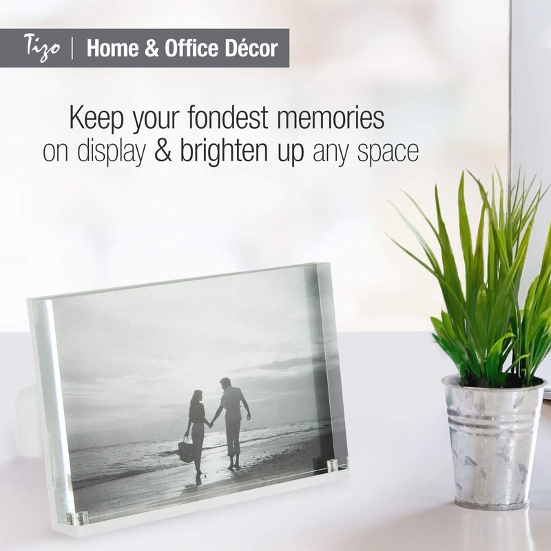 Tizo 5x7 Designer Lucite Picture Frame, 1 Inch Thick with