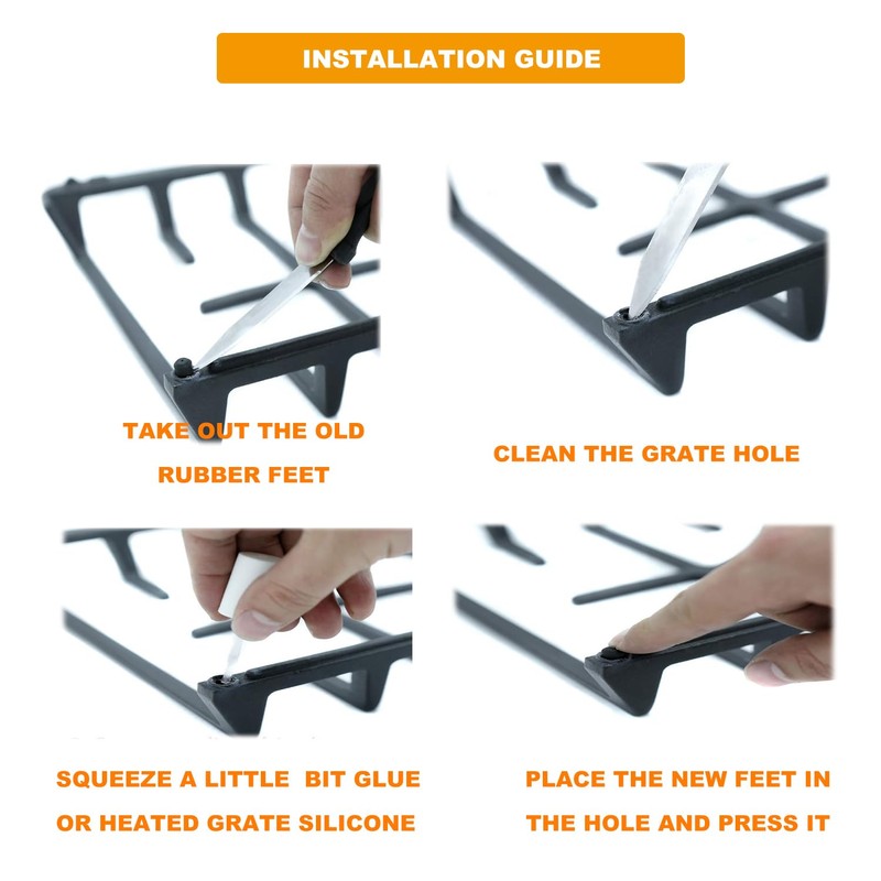 Grate Rubber Feet W10919249 for Gas Range - Compatible with