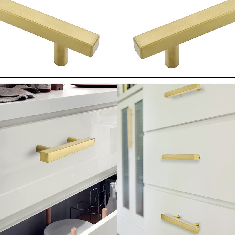 goldenwarm 5Pack Gold Cabinet Pulls Kitchen Hardware Drawer Knobs LS1212GD