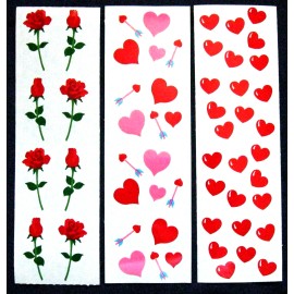 Mrs. Grossman’s Mrs Grossman Three Vintage 2 x 6 inch Valentines Day Sticker Sheets
