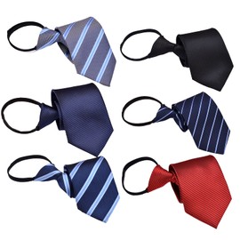 Pepcyo One-Touch Necktie, Set of 6, 10 Seconds, Plain, Easy Tie, Formal Clothes, Graduation Ceremonies, Job Hunting, Gentlemen, Popular, Casual, No Tie Necktie, Gift