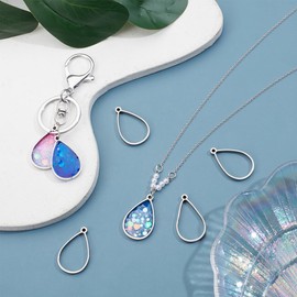UNICRAFTALE 16Pcs Teardrop Open Back Bezel Pendants 304 Stainless Steel Epoxy Resin Bezel Pendants Epoxy Resin Frames Pendants for DIY UV Resin Pressed Flower Jewelry Making,Inner Diameter 26x17.5mm,