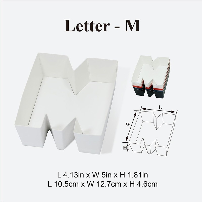 Geoto 4-Letter Shaped White/Pink/Red/Navy Blue XMAS Luxury Creative Design Cardboard