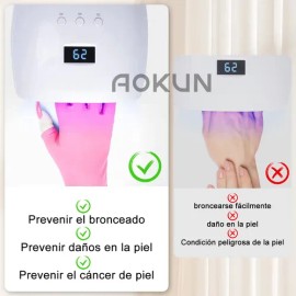 AOKUN 2pz Par Guantes Anti-uv Lampara Para Uñas 3 Colors Para Mujer Rosa                                                                              