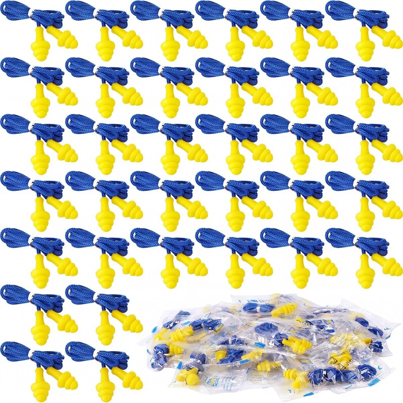 500 Pairs Corded Ear Plugs Bulk 25dB NRR with String,Blue