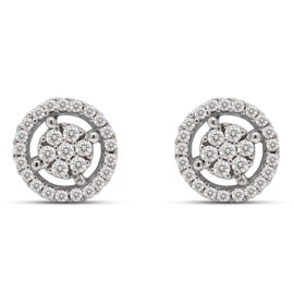 1/4 Carat Round Cut Lab Created Moissanite Diamond Circle Stud Earrings In 14K White Gold Over Sterling Silver Jewelry For Women (VVS1 Clarity, 0.25 Cttw)