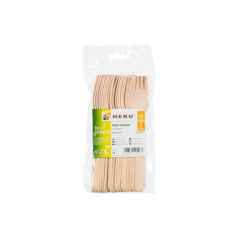 20 Wooden Forks Length 16.5 cm Birch Be Green