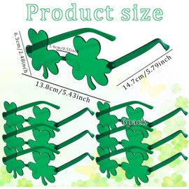 QXBXYHM 6 Pairs St. Patrick's Day Sunglasses, Green Rimless Shamrock Glasses Clover Irish Sunglasses for St. Patrick's Day Party Favors (Shamrock, 6)