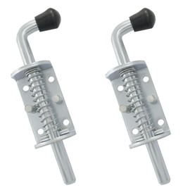 Aoserge 2 Pack 6 Inch Zinc Plated Solid Steel Spring Loaded Gate Latch Pin - Outdoor Solid Hardware Latch with Barrel Bolt Nice Design, Heavy Duty for Shed Doors, Wood & Metal Gates, Trailers