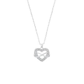 s.Oliver 2032843 Women's Necklace with Pendant 925 Sterling Silver with Synthetic Zirconia 42 + 3 cm Silver Infinity Love Comes in Jewellery Gift Box, Sterling Silver, Synthetic zirconia.