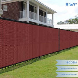 E&K Sunrise 8' x 7' Privacy Fence Screen with Grommets, Outdoor Windscreen Fence Covering Privacy Screen UV Blockage for Backyard Garden Patio (Red)