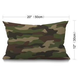 BGBDEIA Camouflage Seamless Pattern Cushion Cover Classic Style Masking Camo Repeat Print Cotton Linen Decorative Rectangular Throw Pillow Cover Pillowcase for Sofa and Bed Couch 12"X20" 30 x 50 cm