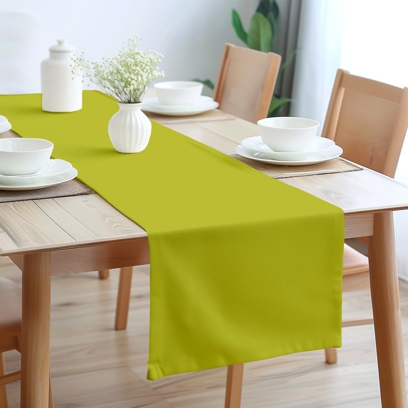 Encasa Homes table runner for 8 seater table, lime green,