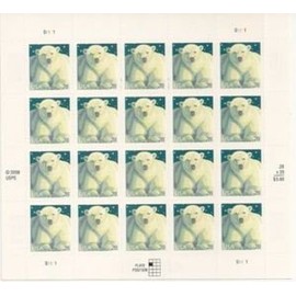 Polar Bear Sheet Twenty 28 Cent Stamps Scott 4387