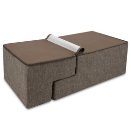 Best Pet Supplies Dog Stairs & Steps - Foam Steps for Small Dogs & Cats, Non-Slip Indoor Balanced Pet Step Support, Dog Ramp, No Assembly, Brown Linen, Foldable 4-Step (22-inch Height)