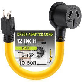 Kanayu 1 FT 5-15P to 10-50R 15amp Dryer Adapter Cord Compatible Female Power Adapter 15 Amp 3 Prong Female Receptacle Only for 120V Device EV Power Cord