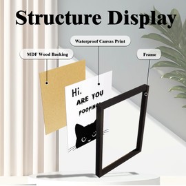 JLXART Framed Wall Art Bathroom Sign Are You Pooping Black funny Cat Toilet Artwork Decor for Restroom,11x14inch