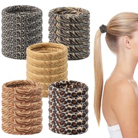 Maxqzin 30Pcs Hair Ties for Women Seamless Hair Ties Elastic Leopard Print Hair Bands No Damage Hair Tie for Women Girls