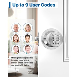 HIDALIFE Door Knob with Keypad, Door Lock with Code, Keypad Door Lock with Handle, Keyless Entry Door Lock for Front Door Garage Home Apartment, Silver