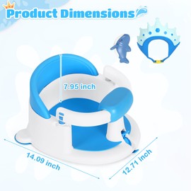 Kirumie TPR Skin-Friendly Baby Bath Seat for Babies 6 Months & Up, Non-Slip Suction Cup Toddler Bath Seat for Baby Bathtub (Blue)