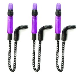 3 x Bobbins Bite Indicators Semi Short Chain 15cm Carp fishing Tackle for Bite Alarms and bank sticks (Purple)