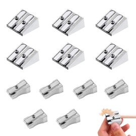 12 PCS Metal Pencil Sharpener, Sharpner, Sharpeners, for School Penci, Colored Graphite Pencils, Crayon, Home School Office(Silver Single Hole/Double Hole 6 Each)