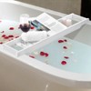 Modern White Color MDF Bath Tray Bathtub Storage Rack Shelf