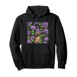 French Bulldog Lilacs Purple Vintage Flower Pattern Pullover Hoodie