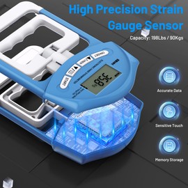Blue Electronic Hand Dynamometer - 90 kg / 200 lbs Capacity Hand Grip Strengthener with 19 Records - Ideal for Strength Training, Rehabilitation and Progress Tracking
