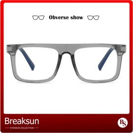 Breaksun Fashion Square Glasses for Women Men Non Prescription Clear Lens Eyeglasses (Clear grey)