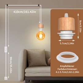 Pendant Light with Plug Vintage Pendant Lamp with Plug Modern Industrial Pendant Light Kit Lamp Socket E27 with 5 m Cable Pendant Light Lamp Cable Retro Pendant Lamp with Switch for Living Room
