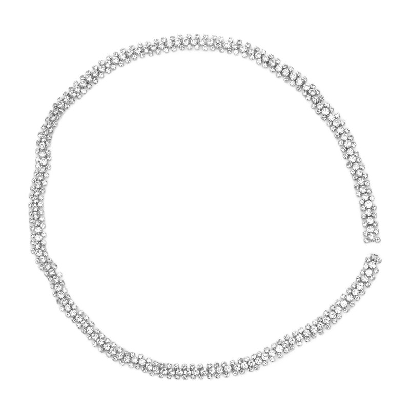 1 Yard 3 Rows Rhinestone Chain Round Glittering Rhinestone White