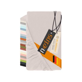 npluseins 1037.1342 Fitted Sheet Made in Germany Flannelette 100% Cotton 90-100 x 200 cm Light Grey