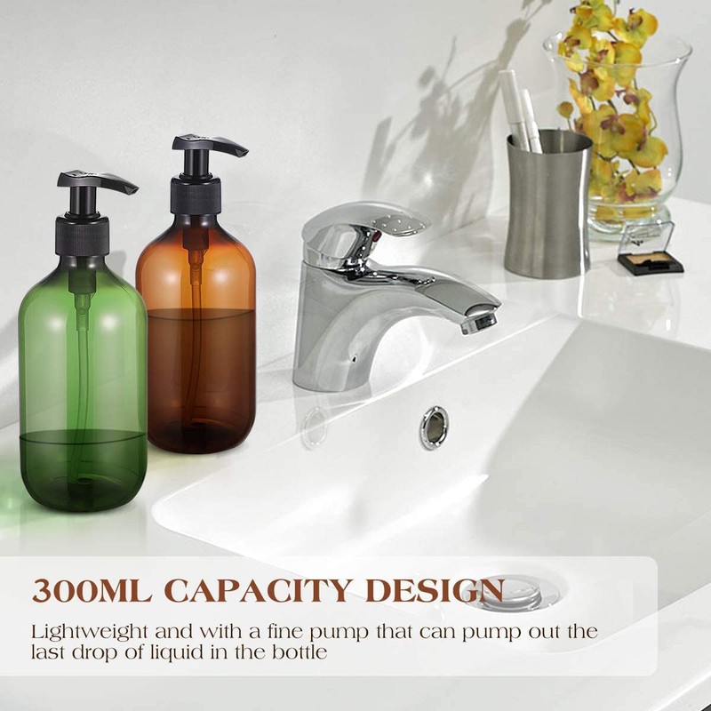 4Pcs Empty Press Pump Bottles, 300ML Refillable Bottle for Cooking