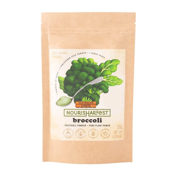 Nourisharvest Australian Broccoli Vegetable Powder - Vitamin C & A Rich, Nutrient-boosted Food Enhancer for Smoothies, Sauces & Bakes - 100% Pure, No Added Sugar/Salt, Fiber Fortified