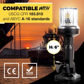 EVERBEAM P600 Adjustable Stainless Steel Anchor Light for Fishing Boats and Marine Vessels - Gives 360 Degree Visibility for 3 Nautical Miles - Weatherproof Fold Down 36pc LED inc. Fittings and Manual