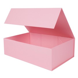 RayofSun Pink Gift Boxes with Magnetic Lids for Presents Large Rectangle Collapsible Decorative Boxes 13.7x9x4.3inch, Bridesmaid Groomsmen Proposal Box for Wedding, Christmas, Birthday(1PC)