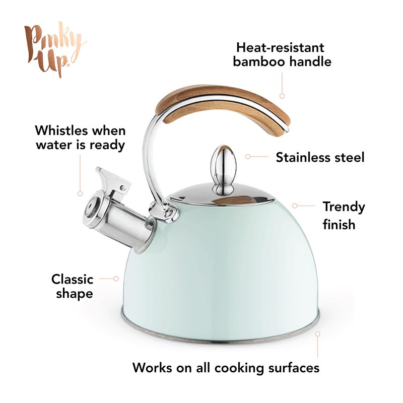 Pinky Up Presley Tea Kettle, Stovetop Stainless Steel Kettle, Whistling,