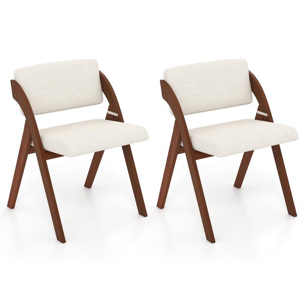 Giantex Folding Dining Chairs Set of 2, Upholstered Wooden Folding