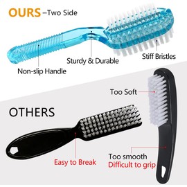 Cepillo de uñas de dos caras con mango y agarre para uñas, cerdas suaves y rígidas, cepillos de limpieza de manos, para hombres, mujeres y niños, 4 unidades