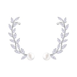 KristLand - S925 Sterling Silver Post Stud Earrings for Women Cartilage Ear Cuffs Hoop Climbe Wedding Wraps Earrings for Women Drop Zircon Cuff Angel Wings