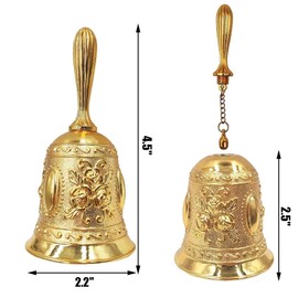 Hourwof Metal Wedding & Christmas Bells - Decorative Service Call Bell, Gold