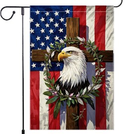 Patriotic American Garden Flag Memorial Day Decor Rustic Farmhouse Home Yard Lawn Double Sided Small Independence Day Decorations 12x18 Inch