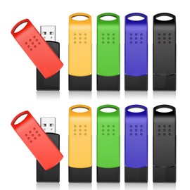 KEXIN USB Stick 64 GB, USB 2.0 Memory Stick 64 GB Pack of 10 USB Sticks Data Storage Multi-Coloured