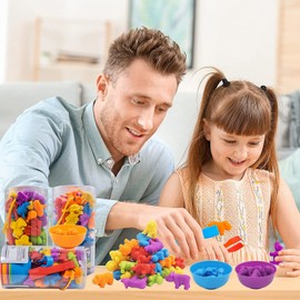 UNIQUE KIDS Counting Animals Matching Game with Sorting Cups, Color Classification and Sensory Training Educational Learning Toys Set Gift for Toddlers Preschool Ages 3 Years and up (Animals)