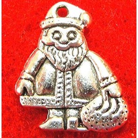 50-Pcs. Silver Christmas Santa Claus Charm Pendants Drops Q0560 - Jewelry Making DIY Crafting Charm Beads for Bracelets