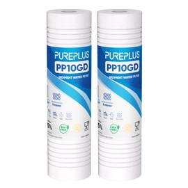 PUREPLUS 5 Micron 10" x 2.5" Whole House Sediment Home Water Filter, Grooved Sediment Replacement Cartridge for Any 10 inch RO Unit,AO-WH-PREV-R2, Aqua-Pure AP110, Aquaboon AB-SGR5M, GE GXWH20S, 2Pack