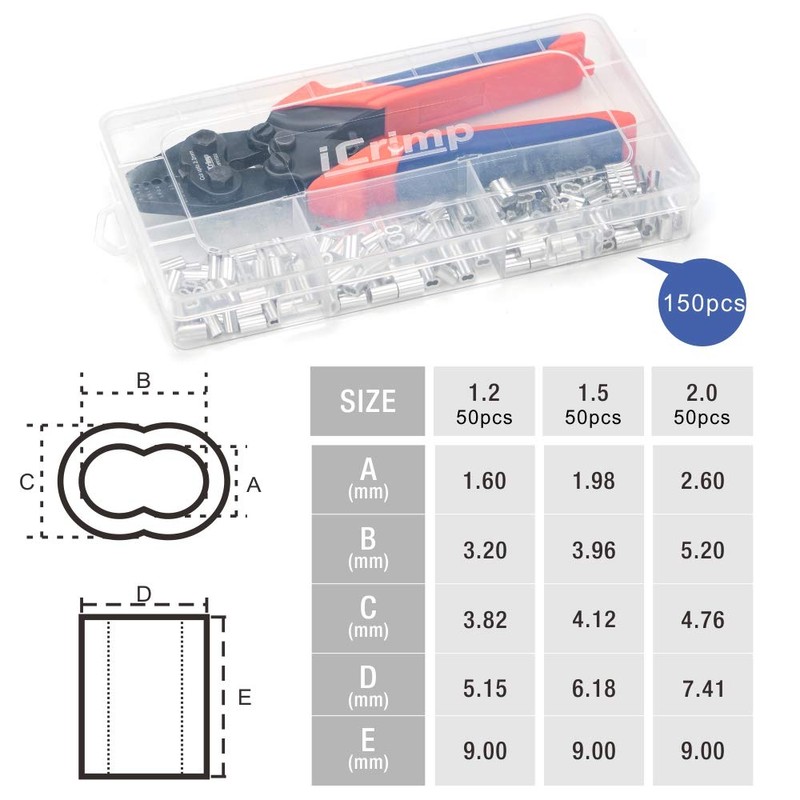 iCrimp Wire Rope Tool Set for Aluminum Oval Sleeves and
